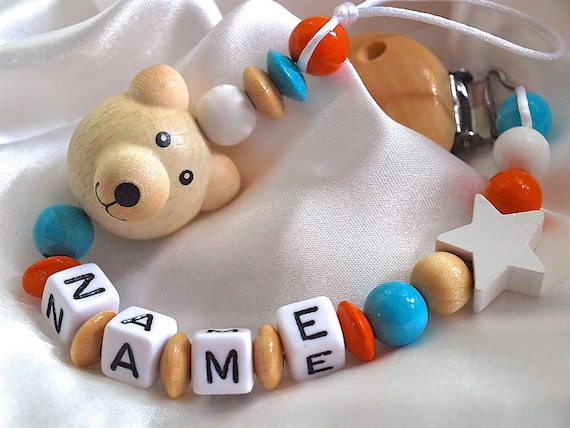 Personalised Wooden Dummy Clip BEAR