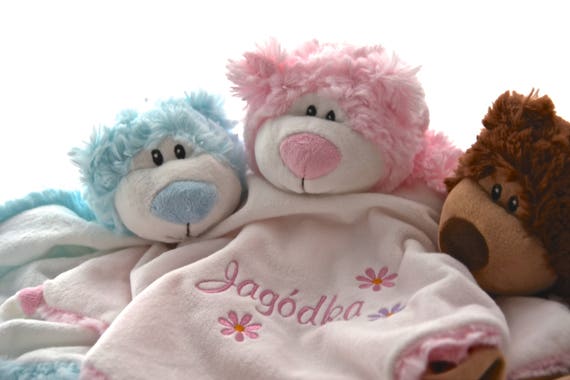 Pink Bear Personalised Baby Comforter Snuggle Blanket Etsy