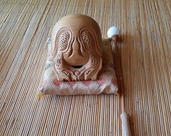 Japanese Buddhist Wooden Durm Mokugyo Set