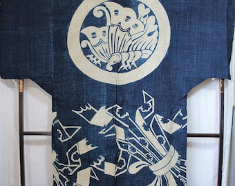 Indigo Kimono, Boro Kimono, Antique Kimono Jacket, Samurai Kimono, Japanese Boro Jacket, Japanese Robe Mens, Vintage Indigo Robe