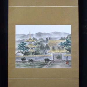 Kakejiku hanging scroll for zen temple, Japanese antique, printed art, Japanese Art,