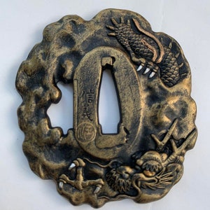 TSUBA, samurai sword, sword guard, Wave, koshirae, katana, wakizashi, Japanese katana, Japanese Tsuba, Japanese paperweight,