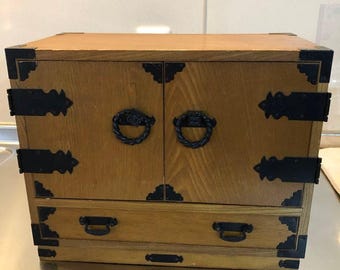 Japanese Chest antique Tansu Dansu Storage Safe Box Wood Handmade