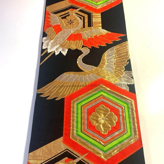 Obi Belt Kimono, Black Obi, Silk Obi Belt, Vintag… - image 4