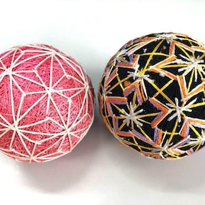 Handmade Temari Thread Ball Japanese Traditional Folk Art Handmade set of 2
