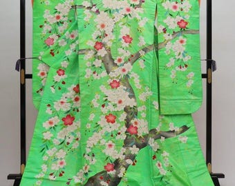 Japanese Wedding Uchikake Kimono Robe Dress Green
