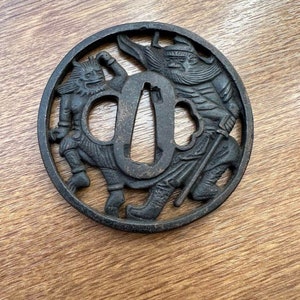 TSUBA, samurai sword, sword guard, Wave, koshirae, katana, wakizashi, Japanese katana, Japanese Tsuba, Japanese paperweight,