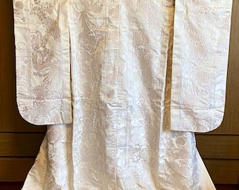 Uchikake Kimono, White Wedding Kimono, Japanese Kimono Robe, Japanese Uchikake Kimono, Kimono White, Uchikake White, White Kimono Robe