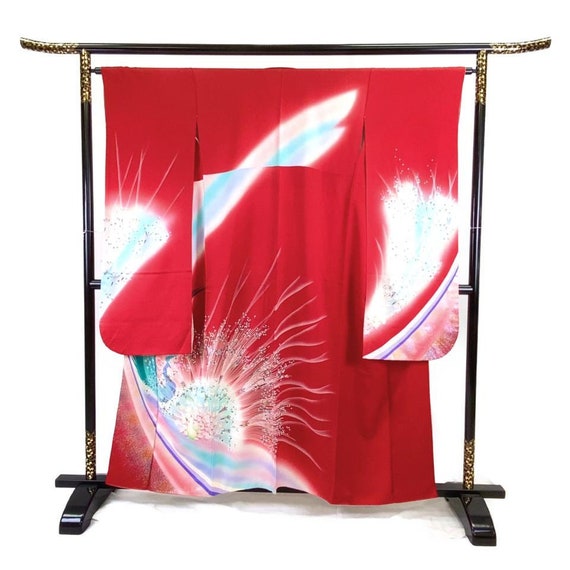 Furisode Kimono Red, Silk Furisode, Wedding Kimono