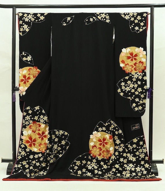 Furisode Kimono Black, Silk Furisode, Wedding Kimo