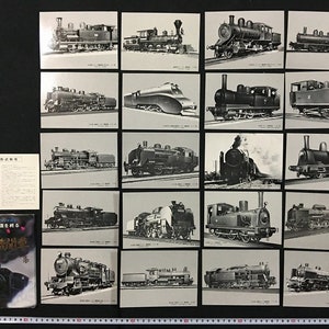 Conjunto de cartão postal de locomotiva a vapor japonesa lote 20 fotos ferroviárias vintage,