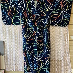 Blue Yukata Cotton kimono Japanese Robe, Yukata from Japan, Cotton House Robe,