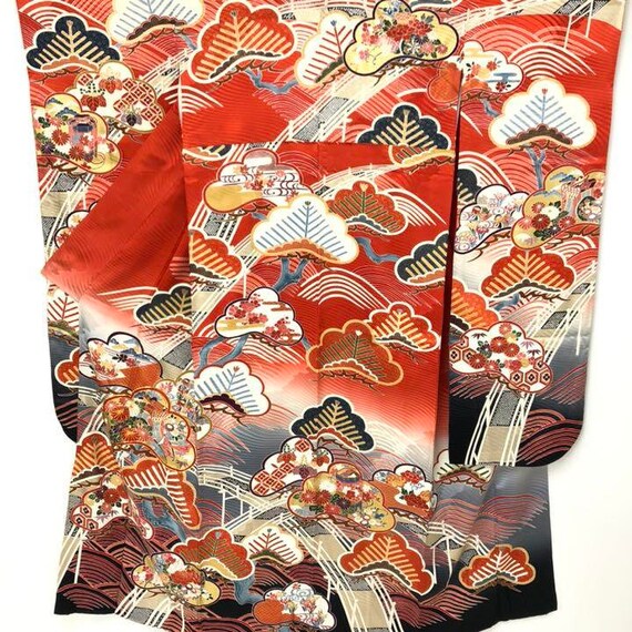 Furisode Kimono Green, Silk Furisode, Wedding Kimo
