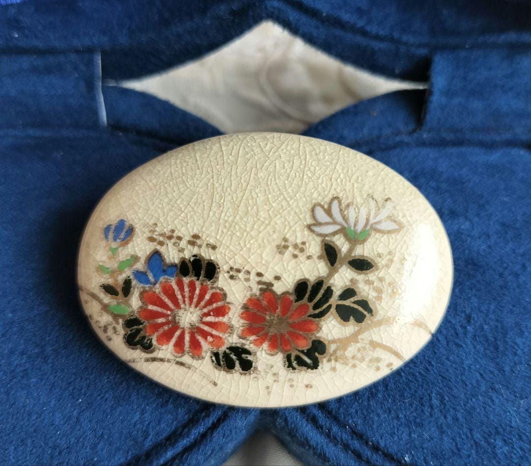 薩摩焼antique 桜柄43mm ブローチ 薩摩焼antique 桜柄43mm ブローチ 桜ブローチ SAKURA COLLECTION