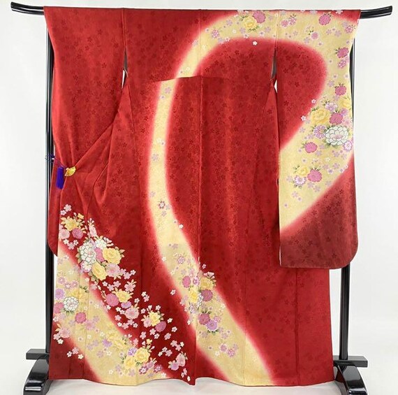 Furisode Kimono Red, Silk Furisode, Wedding Kimono