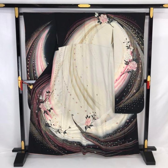 Furisode Kimono Black, Silk Furisode, Wedding Kimo