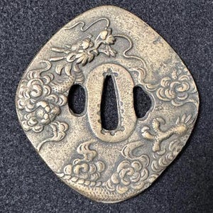 TSUBA, samurai sword, sword guard, Wave, koshirae, katana, wakizashi, Japanese katana, Japanese Tsuba, Japanese paperweight,