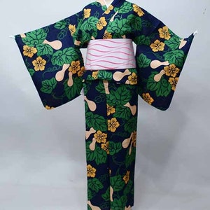 Blue Yukata Cotton kimono Japanese Robe, Yukata from Japan, Cotton House Robe,
