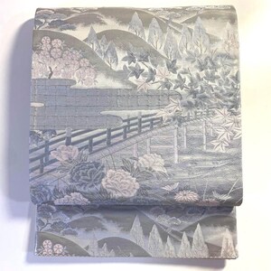 Obi Belt Kimono, Silver Obi, Silk Obi Belt, Vintage Obi, Japanese Fabric, Silver Obi Silk, Fukuro Obi, Silver Obi Sash, Zen