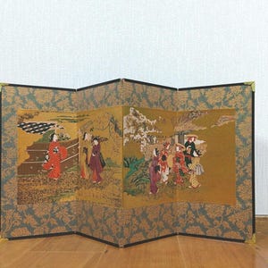 Japanese small panel folding screen Byobu stand