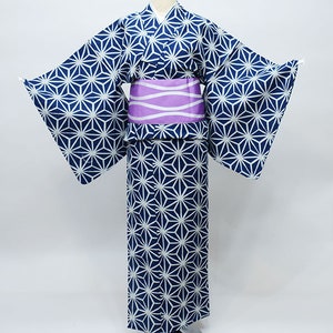 Blue Yukata Cotton kimono Japanese Robe, Yukata from Japan, Cotton House Robe,