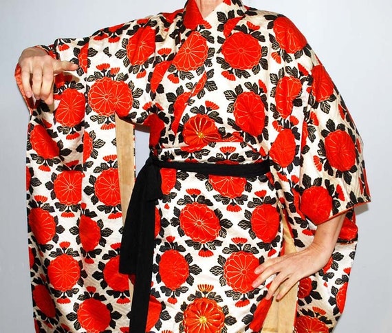 Furisode, Wedding kimono, Silk furisode red, Vinta