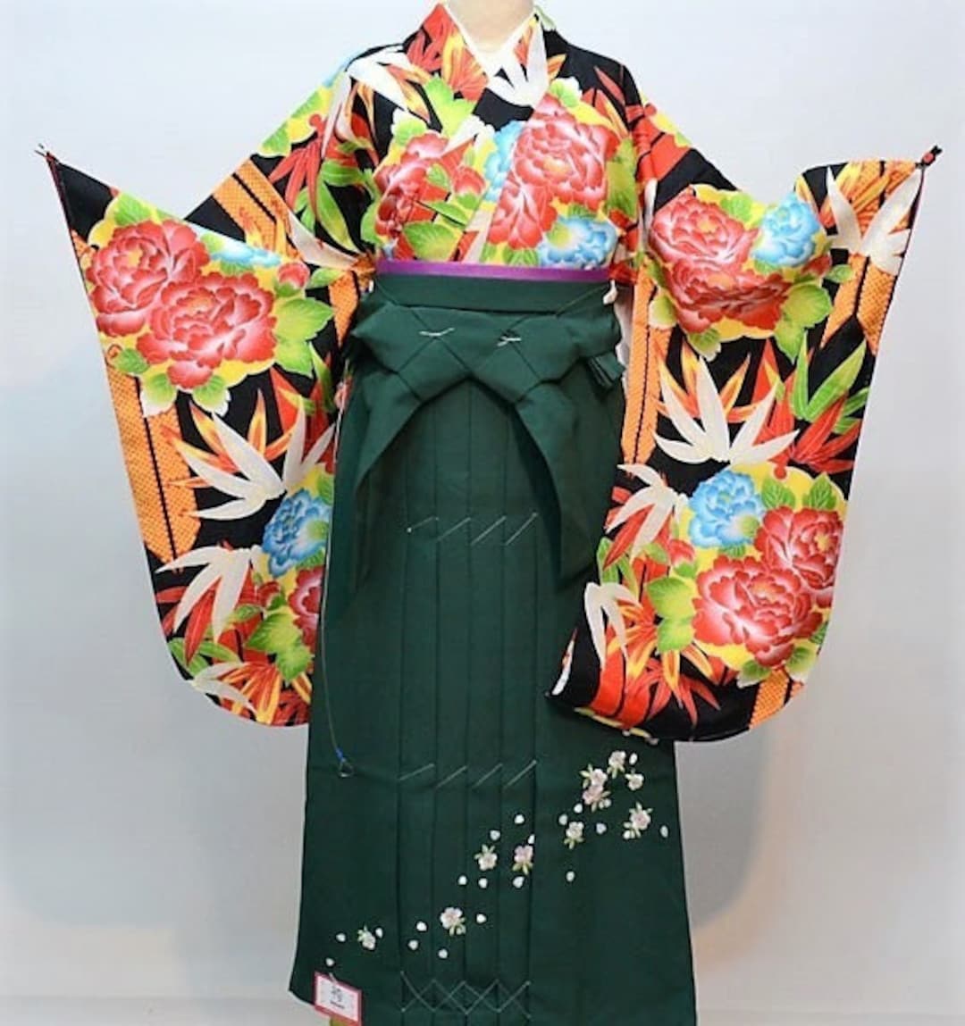 ifsixwasnine yasu Q.E.D.風2着セット Furisode Kimono & Hakama , Jyuban, Obi Sash Set, Furisode Black
