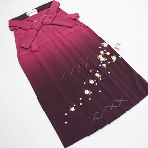 Hakama , Red Hakama, Womens Kimono Skirt, Floral Hakama, Kimono Pants, Sakura, Japanese Hakama,