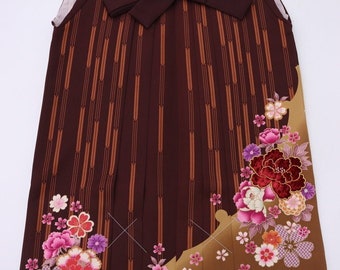 Hakama , Brown Hakama, Womens Kimono Skirt, floral Hakama, Kimono Pants, Japanese Hakama, Japanese Skirts