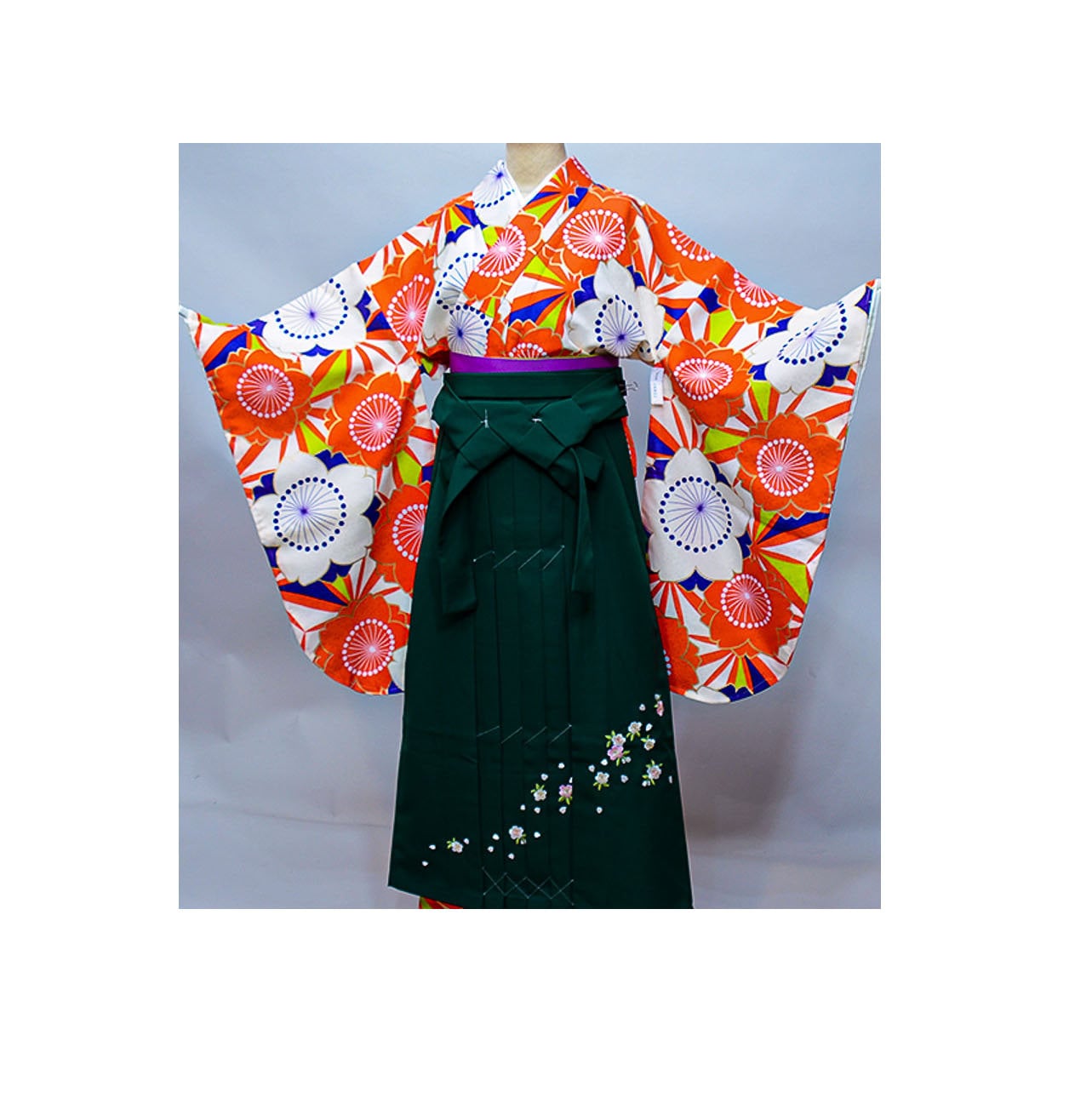 Furisode Kimono & Hakama , Jyuban, Furisode Orange, Womens Kimono