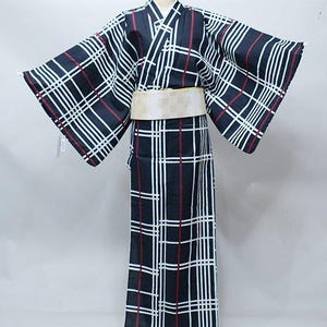 Black Mens Yukata Cotton kimono Authentic Japanese Robe, Yukata from Japan, Cotton House Robe,