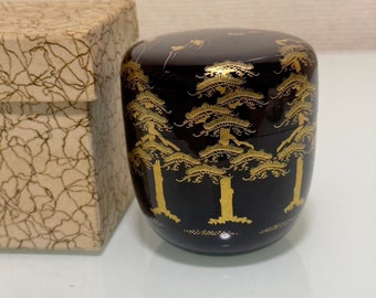Natsume antico, custodia del negozio di tè, Natsume in legno laccato, cerimonia del tè, Natsume giapponese, custodia da tè, scatola da tè, scatola Natsume, regalo giapponese,