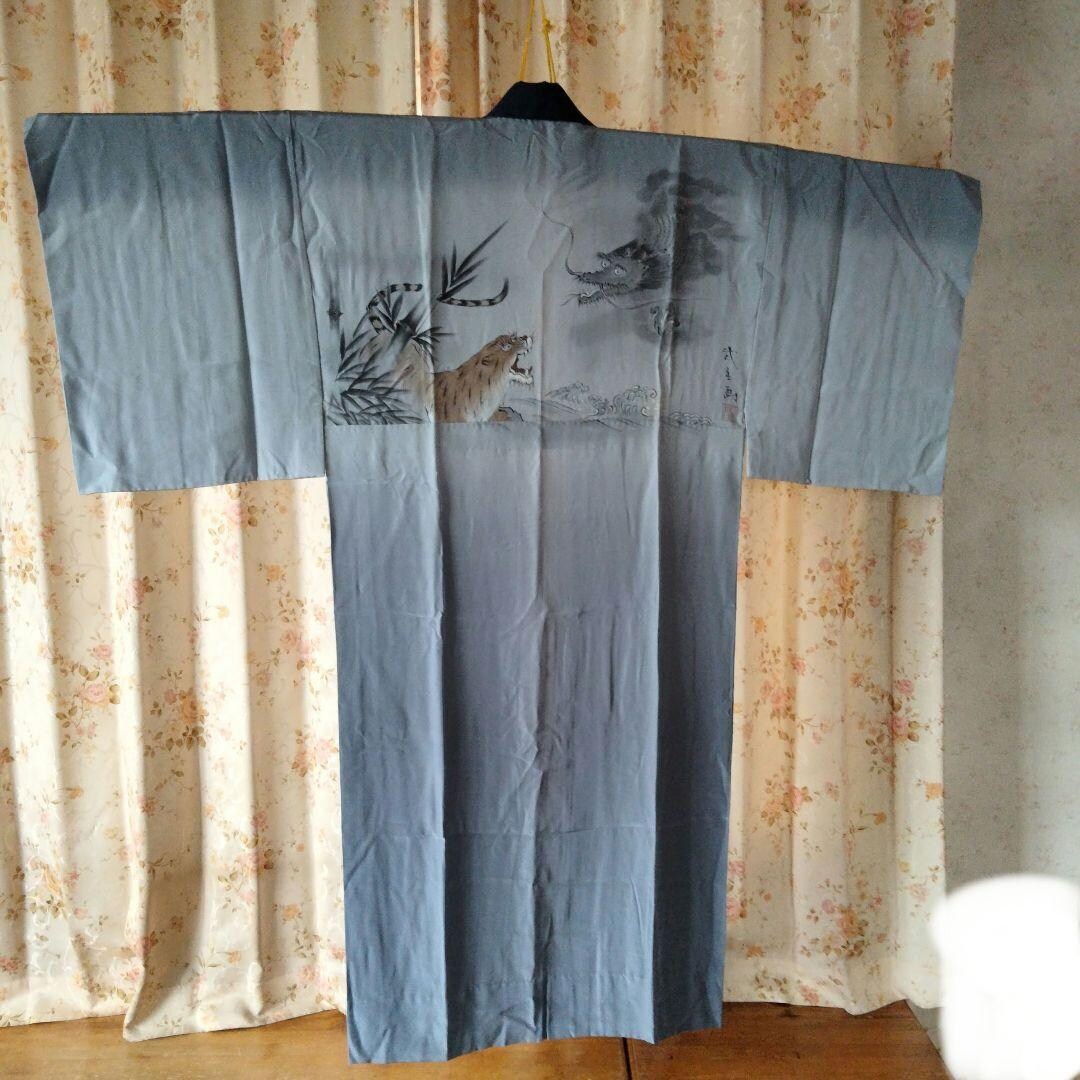 Mens Blue Kimono Jyuban Jacket Samurai Robe Art Ukiyoe - Etsy