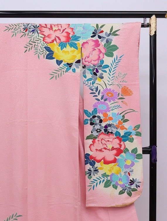 Furisode Kimono, Silk Furisode, Floral Kimono, We… - image 2