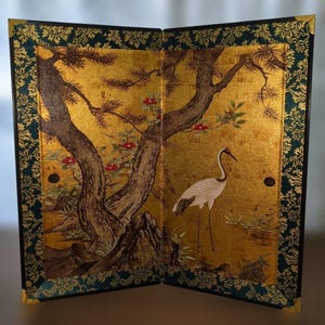 Small Japanese Byobu panel folding screen
