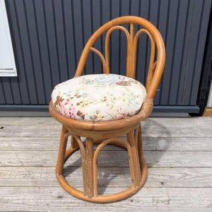 Japanese vintage rattan wicker chair rotate 360 degrees
