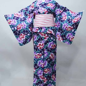 Blue Yukata Cotton kimono Japanese Robe, Yukata from Japan, Cotton House Robe,