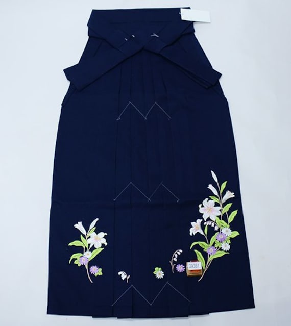 Hakama Blue Hakama Womens Kimono Skirt Floral Hakama Kimono Pants Sakura Japanese Hakama