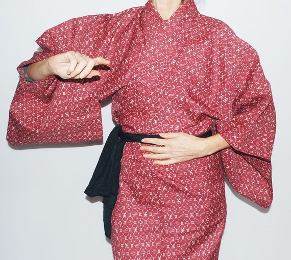 Red Kimono, Vintage Kimono Red, Womens Kimono rob… - image 1