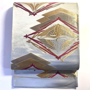 Obi Belt Kimono, Silver Obi, Silk Obi Belt, Vintage Obi, Japanese Fabric, Silver Obi Silk, Fukuro Obi, Silver Obi Sash, Zen