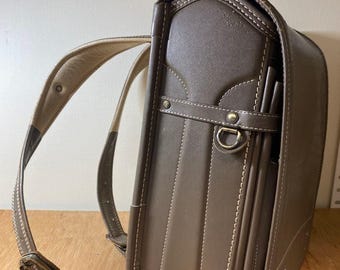Japanese Cowhide Leather Randoseru school Bag lightweight backpack Brown