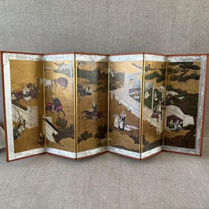 Small Japanese vintage Byobu panel folding screen