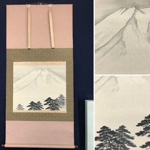 KAKEJIKU, hanging scroll, printed art, japanese zen art, mt.fuji Art, Buddhist art, Zen Art, mt.fuji Painting, Japanese art, Asian Art,