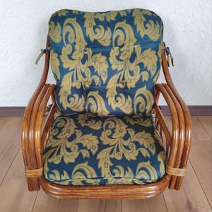 Japanese vintage rattan wicker chair rotate 360 degrees