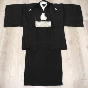 Mens Kimono Set, Black Kimono Set, Mens Kimono ensemble, Mens Kimono & Jacket, Samurai Kimono, Japanese dress mens, Japanese robe mens