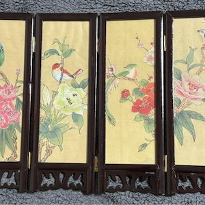 Small Vintage Japanese Byobu panel folding screen