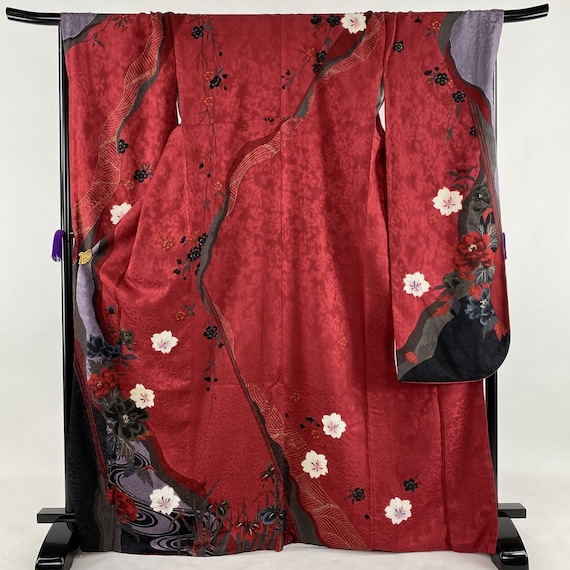 Furisode Kimono Red, Silk Furisode, Wedding Kimono