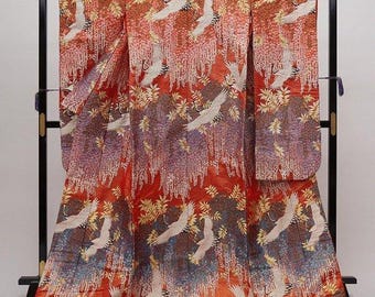 Japanese Wedding Uchikake Kimono Robe Dress Red