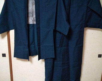 Mens Kimono Set, Blue Kimono Set, Mens Kimono ensemble, Mens Kimono & Jacket, Samurai Kimono, Japanese dress mens, Japanese robe mens