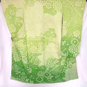 Furisode Kimono, Silk Furisode, Wedding Kimono Floral, Japanese Dress Long, Long Kimono Sleeves, Teal Green Kimono Robe, Vintage Kimono